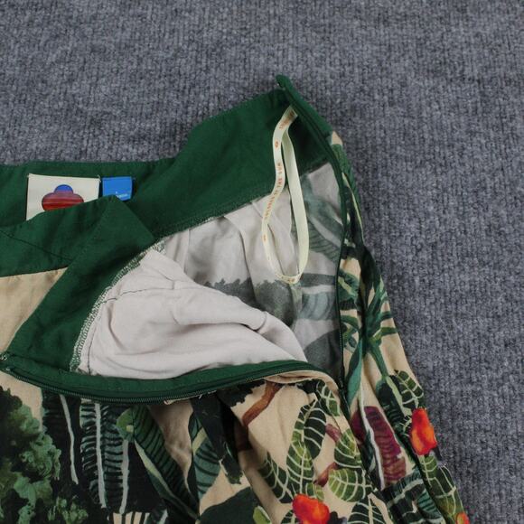 Farm Rio Skirt Womens Large Jungle Print V Waist Midi Green Tropical Boho Chic - Picture 9 of 14
